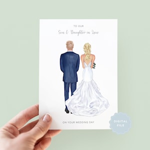 Printable Personalised To Our Son & Daughter In Law On Your Wedding Day Card, Wedding Day Card from Parents, Wedding Keepsake, Newlyweds
