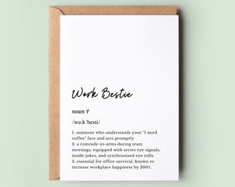 Work Bestie Definition Card, Work Bestie Leaving Card, Work Bestie Birthday Card, Dictionary Definition Card, Best Work Friend Card, Work