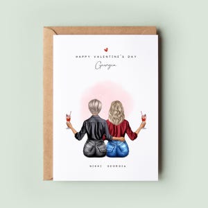 Personalised Lesbian Valentine’s Day Card | Galentine’s Day Card | Same-Sex Couple Custom Card for Her