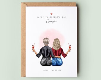 Personalised Lesbian Valentine’s Day Card | Galentine’s Day Card | Same-Sex Couple Custom Card for Her