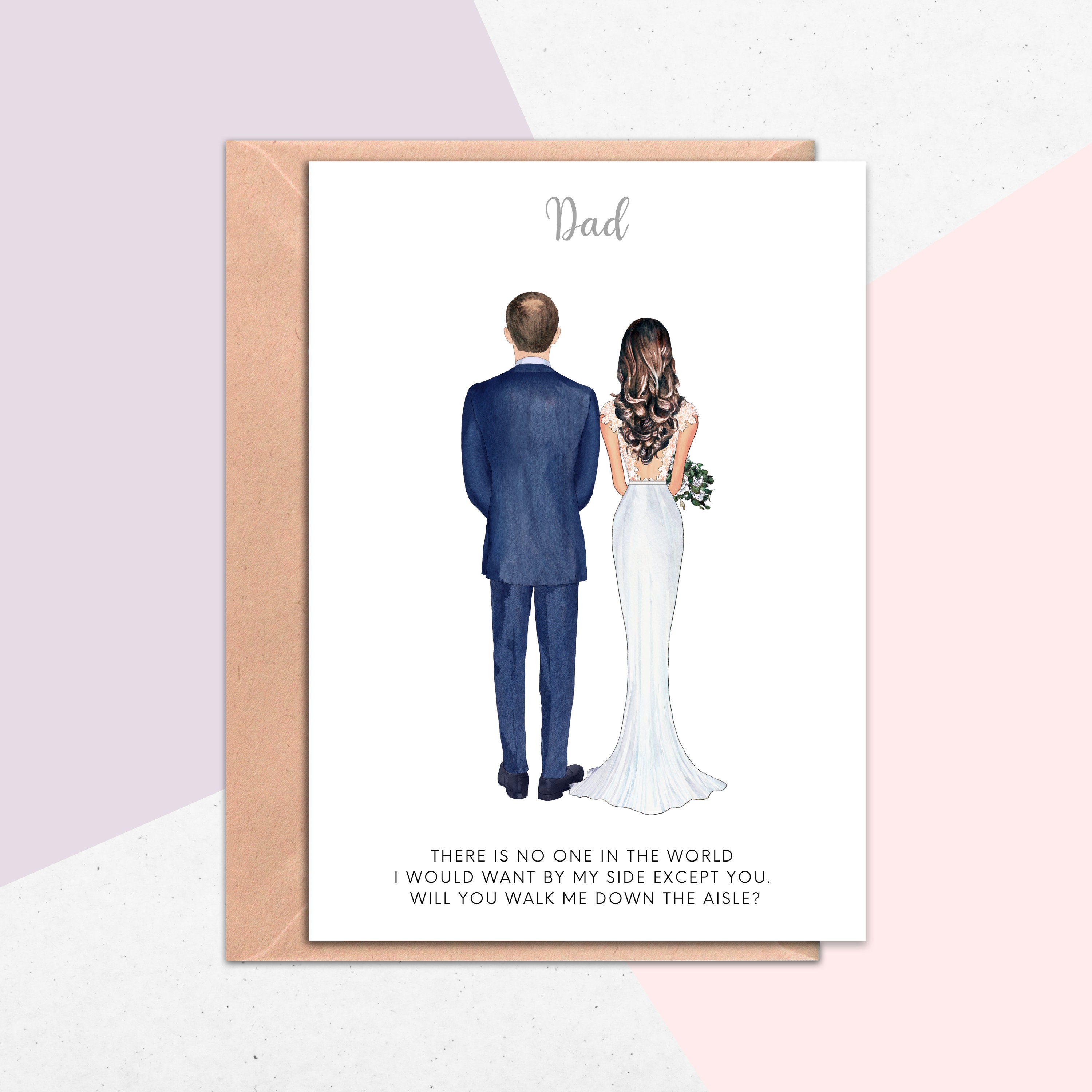 Dad Stepdad Name Will you walk me down the aisle Card Personalised Invitation 