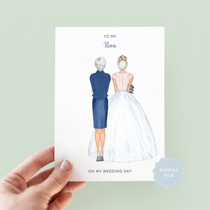 Printable To My Nan On My Wedding Day Personalised Card, Grandparents Wedding Day Card, To My Nanna, Wedding Day Card for Nan, Thank You Nan