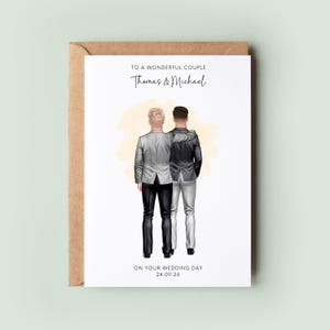 Personalised Mr & Mr Wedding Card | Gay Wedding Congratulations Card | Groom and Groom Civil Ceremony Keepsake | Same Sex Couple