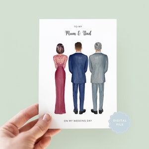 Printable Personalised Parents Wedding Day Card, To My Mum on my Wedding Day, To My Mom, To My Dad on my Wedding Day, Mother Card, Father