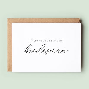 Tarjeta clásica de agradecimiento para dama de honor, tarjeta de agradecimiento para dama de honor en su boda, tarjeta para dama de honor, tarjeta de agradecimiento para dama de honor, tarjeta de fiesta de bodas