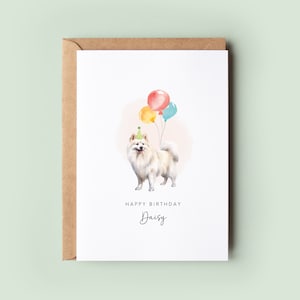 Personalisierte American Eskimo Dog Geburtstagskarte von Haustier | Einzigartiges Hunde-Liebhaber-Geschenk | Umweltfreundliche 13 x 18 Karte