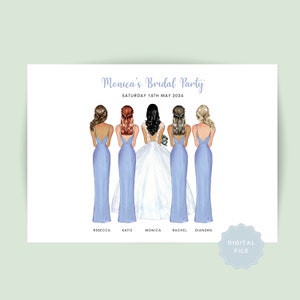 Printable Personalised Bridesmaid Print, Bridal Party Print, Bridesmaid Gift, Wedding Keepsake, Personalised Bridesmaid Gift - #053