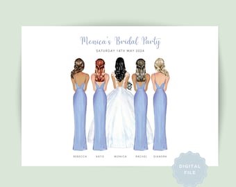 Printable Personalised Bridesmaid Print, Bridal Party Print, Bridesmaid Gift, Wedding Keepsake, Personalised Bridesmaid Gift - #053