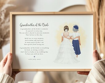 Personalised Grandmother of the Bride Print, Custom Wedding Keepsake (Printed or Digital Download)