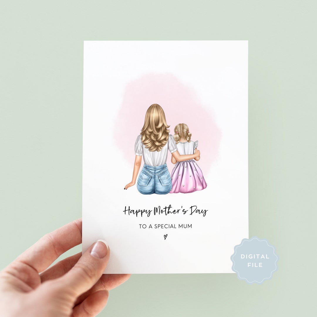 Printable Personalised Mother's Day Keepsake Card, Mum & Daughter