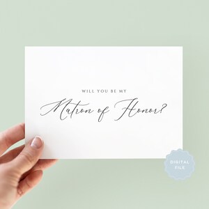 Printable Classic Will You Be My Matron of Honor Wedding Card, Card To Matron of Honor, Matron of Honor Proposal Card, Downloadable, Digital