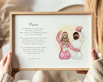 Personalised Bridesmaid Poem Print, Custom Wedding Morning Keepsake (Printed or Digital Download)
