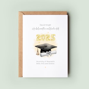Personalised Graduation Card for Him | Class of 2025 Graduation Keepsake | Congrats Card with Graduation Cap & Scroll