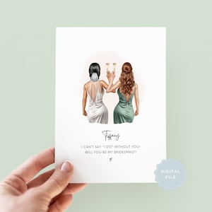 Printable Personalised Will You Be My Bridesmaid Card, Bridesmaid Proposal, Proposal Card, Maid of Honour Card, Bridesmaid Box, Thank You