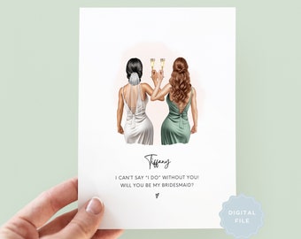 Printable Personalised Will You Be My Bridesmaid Card, Bridesmaid Proposal, Proposal Card, Maid of Honour Card, Bridesmaid Box, Thank You