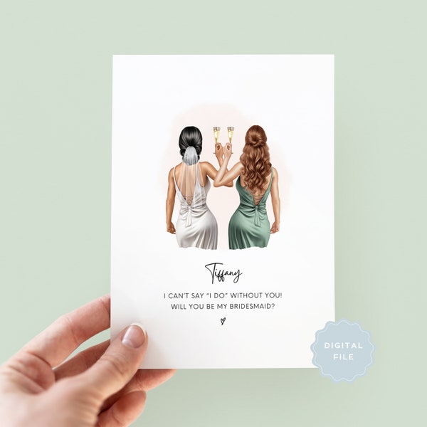 Printable Personalised Will You Be My Bridesmaid Card, Bridesmaid Proposal, Proposal Card, Maid of Honour Card, Bridesmaid Box, Thank You