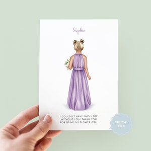Printable Thank You For Being My Flower Girl Card, Flower Girl Thank You Card, Junior Bridesmaid Thank You Card, Wedding Thank You Keepsake