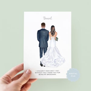 Printable Personalised Bridesman Thank You Card, Man of Honour Thank you Card, Customisable Bridesman Card, Wedding Thank You Card