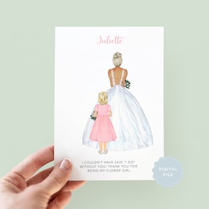 Printable Personalised Flower Girl Thank You Card, Bridesmaid Thank you Card, Customisable Bridesmaid Card, Wedding Thank You Card #064