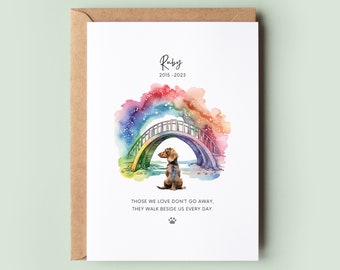 Personalised Pet Loss Sympathy Card, Pet Bereavement Card, Pet Death, Pet Memorial Card, Dog Loss Card, Rainbow Bridge, Dog Sympathy Card