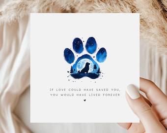 Bearded Collie Sympathy Card for Dog Loss | Paw Print Pet Bereavement Card