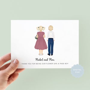 Printable Personalised Brother and Sister Flower Girl & Page Boy Thank You Card, Personalised Flower Girl Card, Personalised Page Boy Card