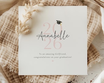 Personalised Girlfriend Graduation Card | Custom Congratulations Card with Name & Year for Graduate