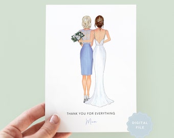 Printable Personalised Wedding Card, Mother of the Bride, Mother of the Groom, Wedding Thank You Card, Mum Card, Wedding Party #198