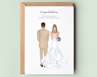 Personalised Newlyweds Bride and Groom Wedding Card, Wedding Day Card, Mr and Mrs Wedding Day Card, Congratulations Card, Wedding Gift Card