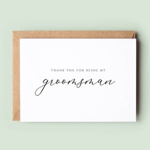 Classic Thank You Groomsman Card, Groomsman Wedding Thank You Card, Card To Groomsman, Groomsman Thank You Card, Wedding Party Card