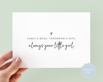 Carte de mariage imprimable à papa, carte de mariage à maman, carte de père de la mariée, carte de mère de la mariée, toujours votre petite fille