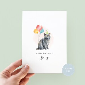 Carte d'anniversaire imprimable chat British Shorthair du chat, carte d'anniversaire pour papa chat, carte d'anniversaire pour maman chat, carte pour animal de compagnie, du chat