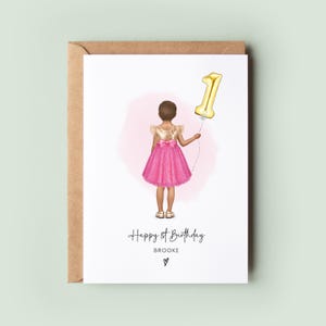 Personalised 1st Birthday Card for Girl | Cute First Birthday Card for Daughter, Granddaughter, or Niece