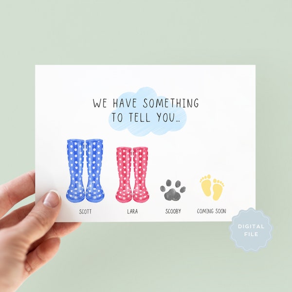 Printable Pregnancy Announcement Card, Baby Announcement Card, Pregnancy Reveal Card, We're Having A Baby Card, New Baby Digital Card