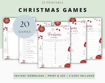 Printable 20 Christmas Games Bundle, Christmas Trivia, Christmas Games Printable, Office Christmas Party Games, Family Christmas Games