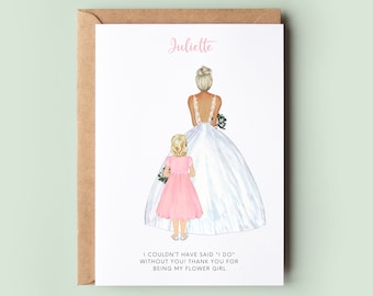 Personalised Flower Girl Thank You Card, Bridesmaid Thank you Card, Customisable Bridesmaid Card, Wedding Thank You Card, Bridesmaid Thanks