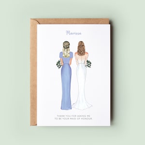 Thank You For Asking Me To Be Your Maid of Honour, Best Friend Wedding Card, Personalised MOH Card, To The Bride On Your Wedding Day