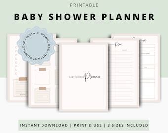 Printable PDF Baby Shower Planner, Baby Shower Planner, Planning a Baby Shower, Digital Download, Instant Download, Baby Shower Checklist