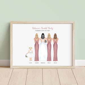 Personalised Bridesmaid & Flower Girl Print | Custom Bridal Party Gift | Wedding Keepsake for Bridesmaids and Flower Girls or Bride