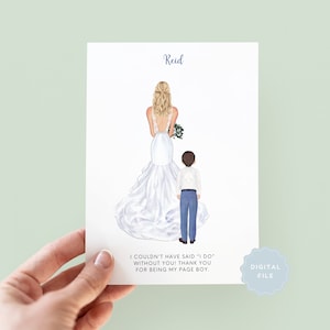 Printable Personalised Page Boy Thank You Card, Ring Bearer Thank you Card, Customisable Page Boy Card, Wedding Thank You Card, Page Boy