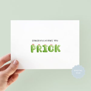 Afdrukbare kaart gefeliciteerd, gefeliciteerd kaart, cactuskaart, onbeleefde kaart, promotiekaart, rijtestkaart, nieuwe baankaart