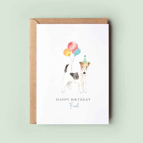 Wire Haired Fox Terrier, Birthday Card from the Dog, Birthday Card for Dog Dad, Birthday Card for Dog Mum, Pet Card, From the Dog