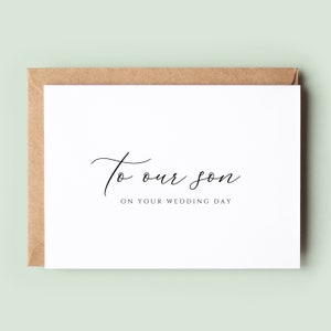 An unseren Sohn an Ihrem Hochzeitstag Karte, Eltern der Bräutigam Hochzeitskarte, Karte von den Eltern des Bräutigams, Hochzeitsfeier Dankeskarte