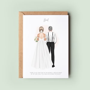 Personalised Will You Walk Me Down the Aisle Card - Dad or Stepdad Wedding Proposal, Dad & Daughter Custom Wedding Day Keepsake