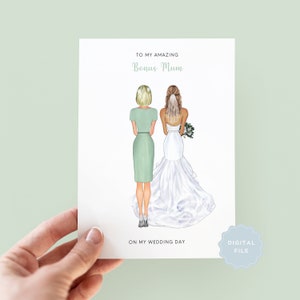 Printable Personalised Bonus Mum Wedding Card, Mom Wedding Card, To My Bonus Mum On My Wedding Day, Wedding Thank You Card, Mum Card
