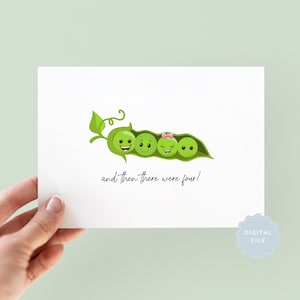 Printable And Then There Were Four, Pregnancy Announcement Card, Baby Announcement Card, Pregnancy Reveal Card, We're Having A Baby