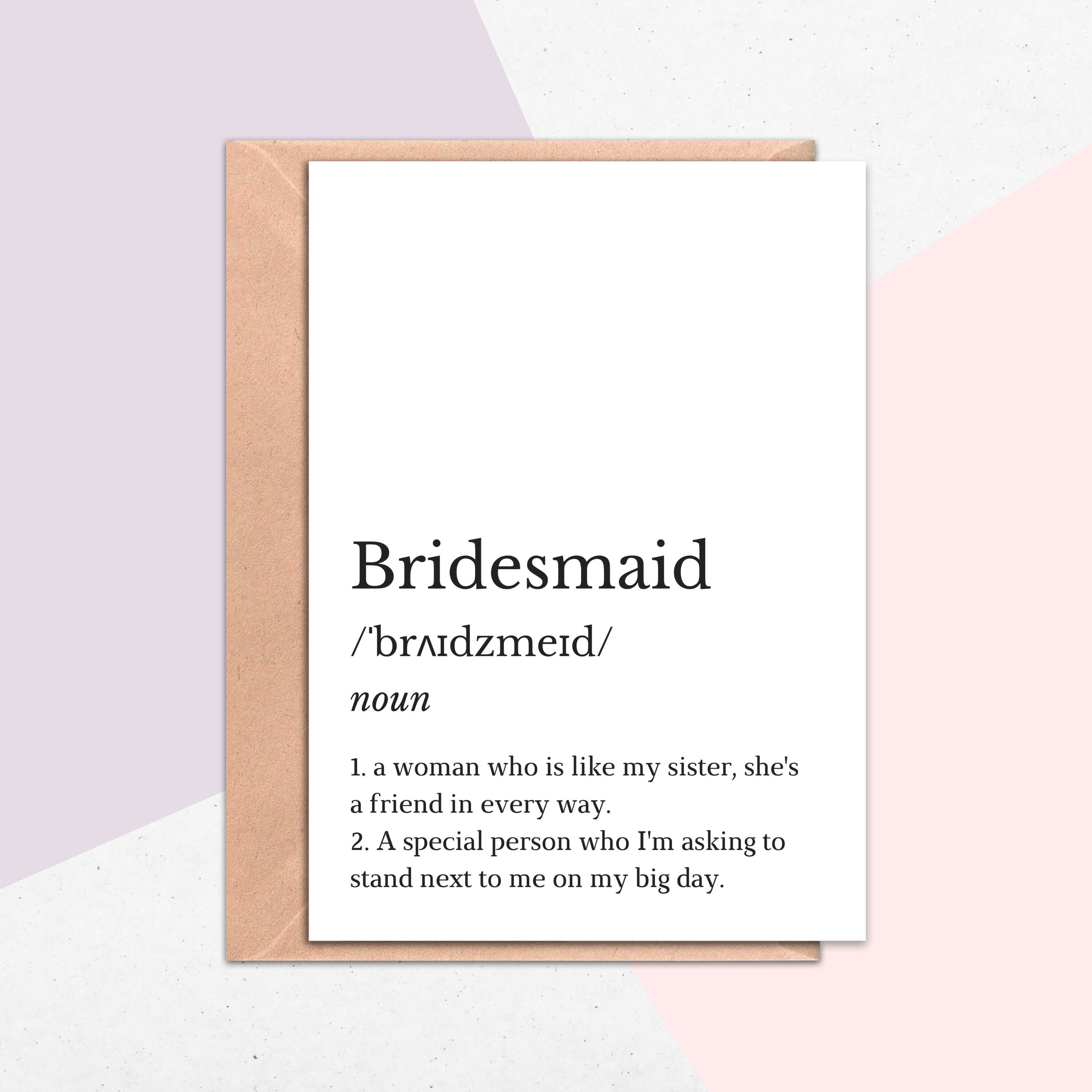 Bridesmaid Definition Card Will You Be My Bridesmaid Will Etsy Australia
