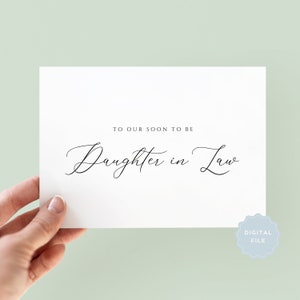 Tarjeta de boda para nuera imprimible, tarjeta de boda para padres de la novia, tarjeta de boda para padres del novio, tarjeta descargable, digital