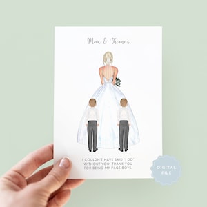 Printable Personalised Brothers Page Boy Thank You Card, Twins Thank you Card, Customisable Page Boy Card, Wedding Thank You Card, Page Boy