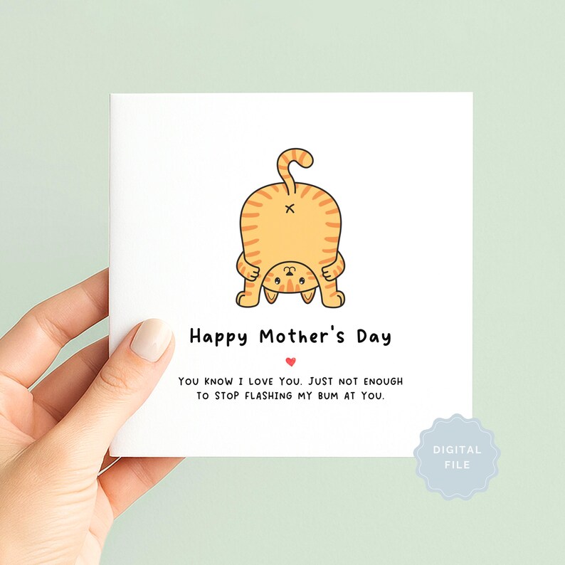 Printable Funny Cat Mum Mother’s Day Card – Digital Download From the ...